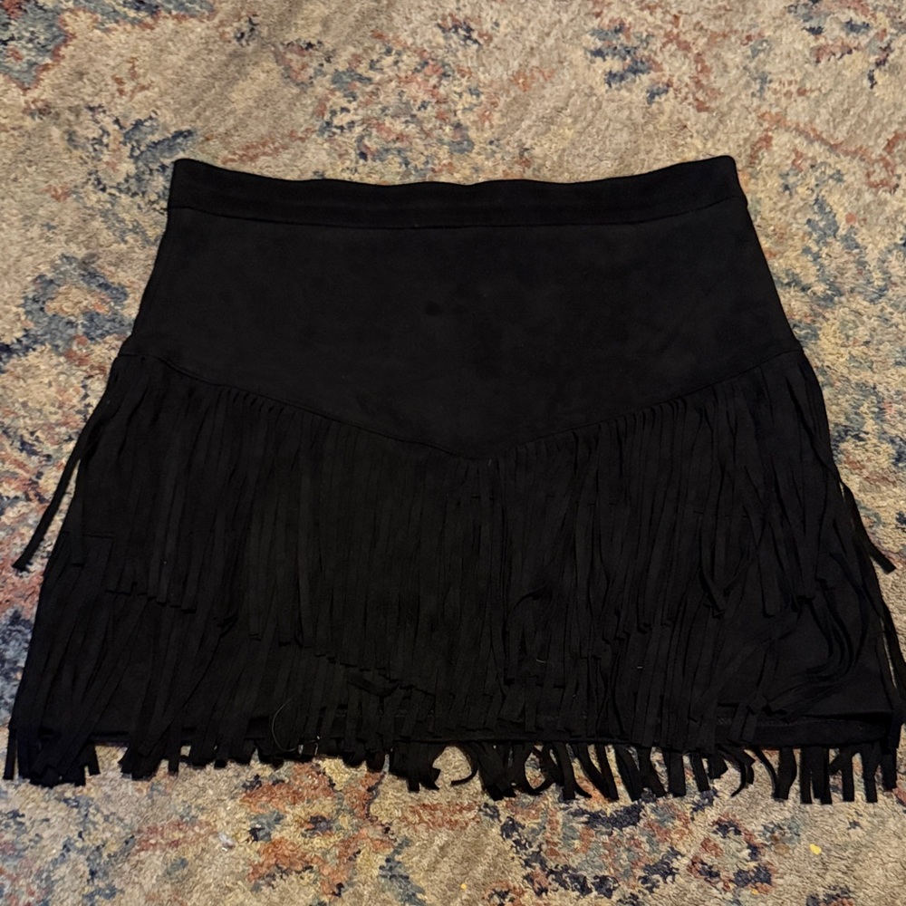 Altar'd State Black Fringe Mini Skirt